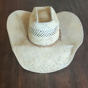 Twister Straw Cowboy Hat With Brown Band